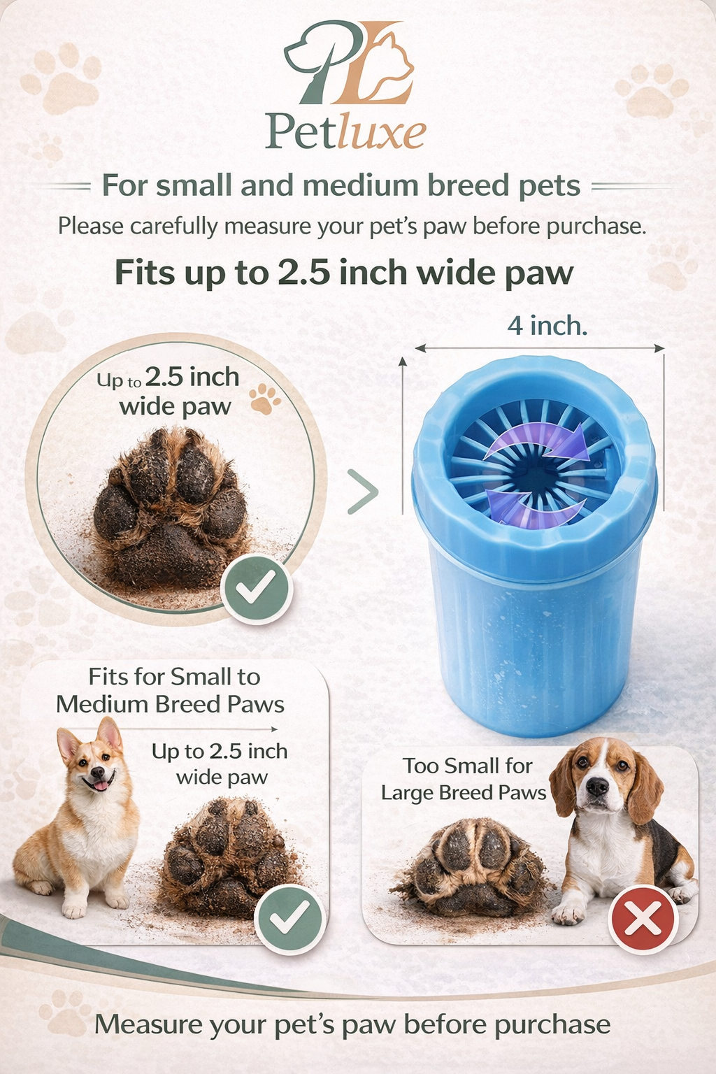 Petluxe Portable Dog Paw Cleaner Cup for Pets