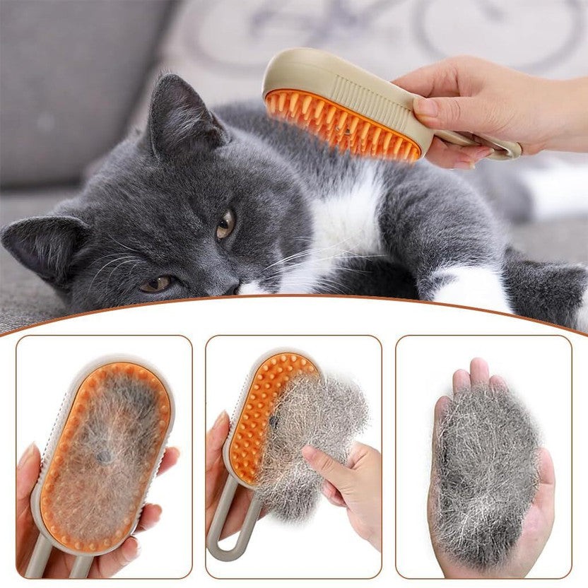 3-in-1 Steam Pet Grooming Brush for Dogs & Cats | Self-Cleaning Deshedding Comb with Mist Spray